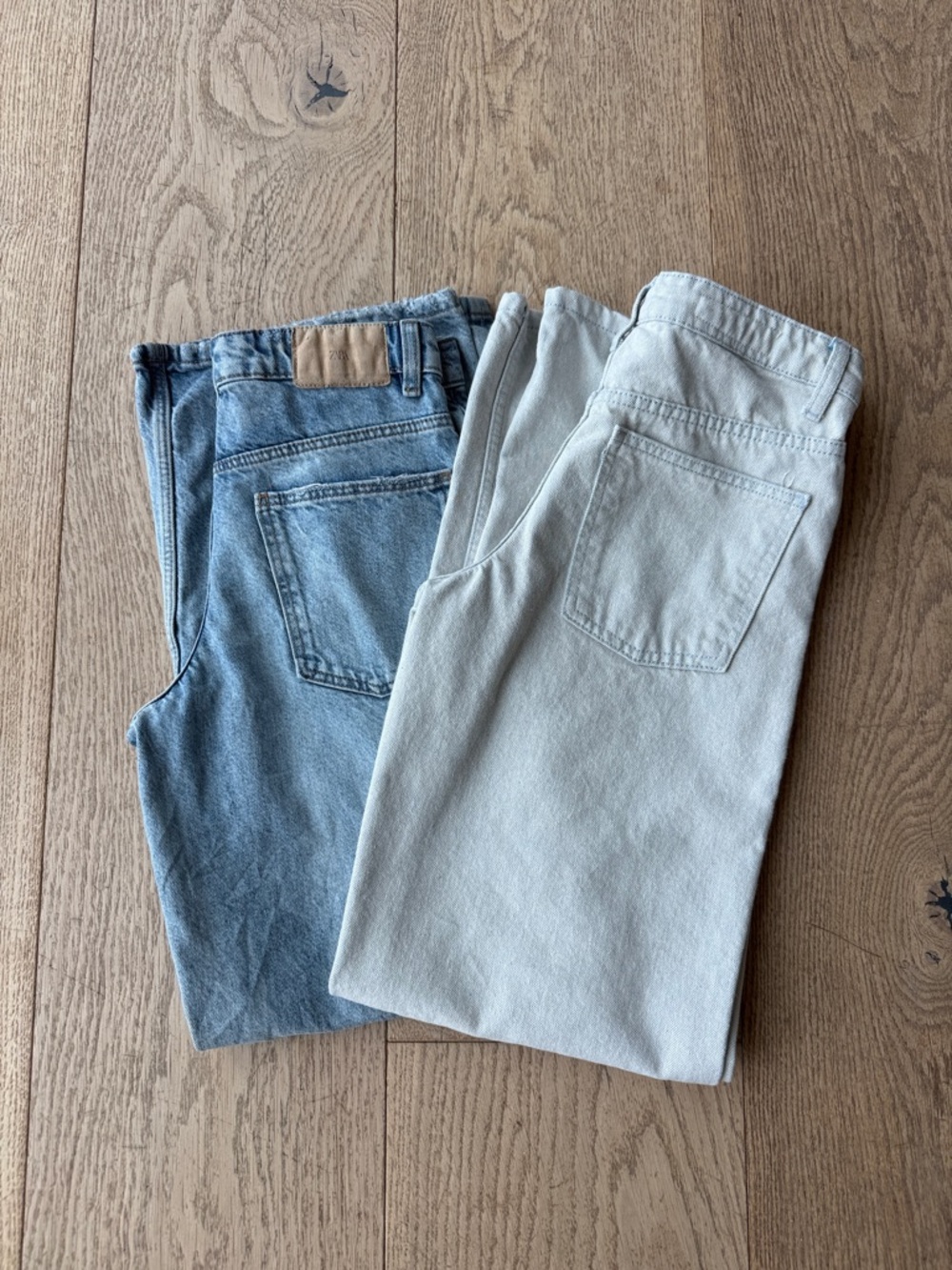 Zara Girl’s Straight Jeans in Light Blue and Medium Denim Wash